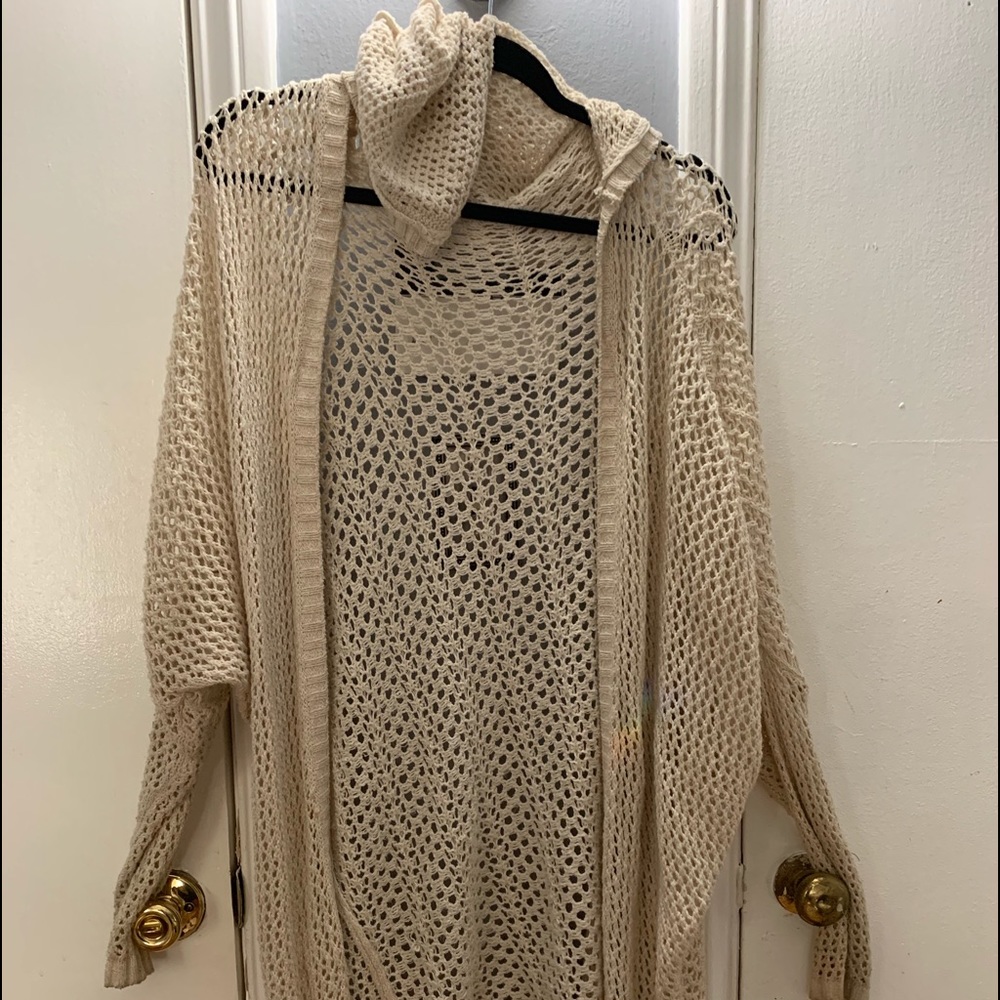 Oversized fishnet cardigan